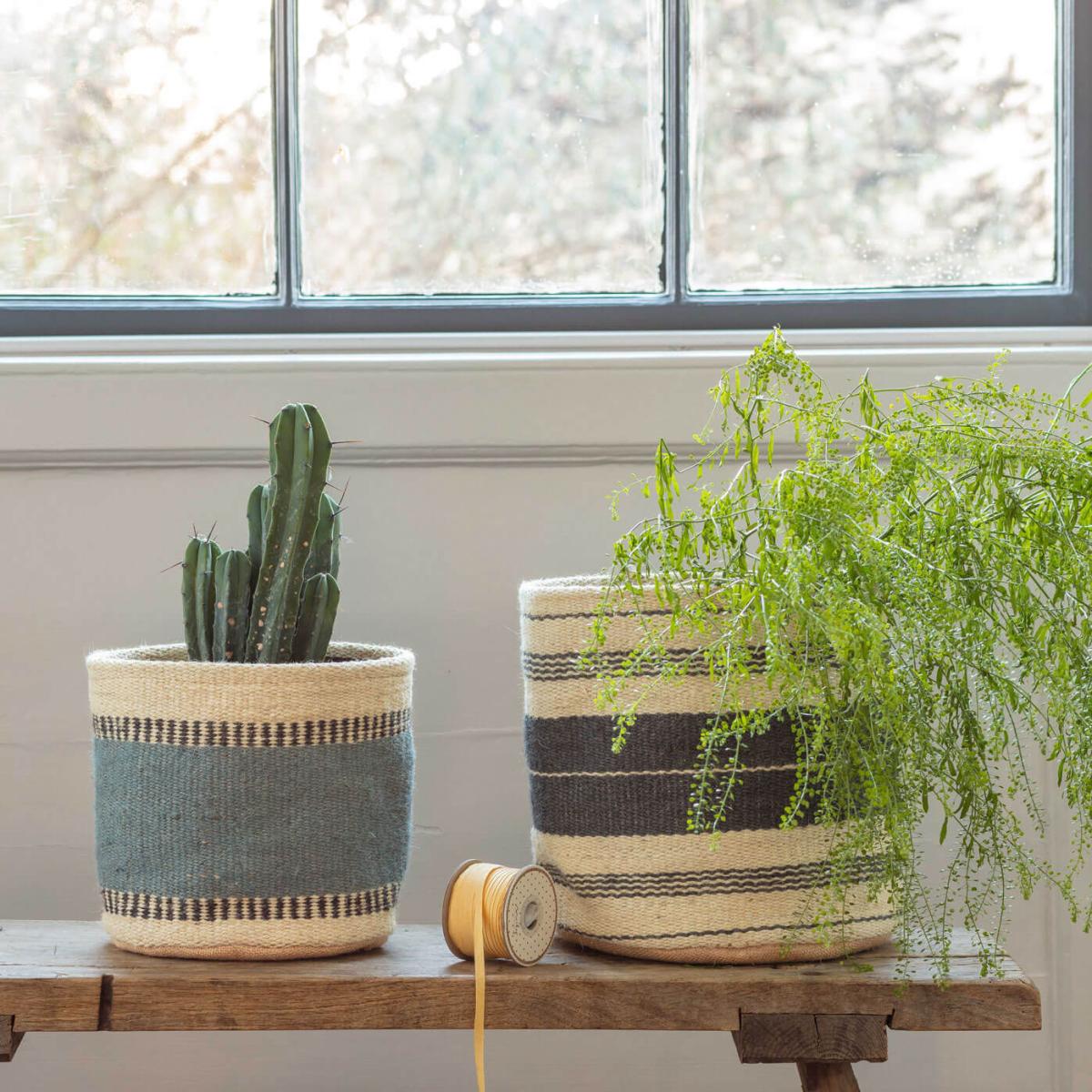 Set of Two Jute Bins Mustard – image 2