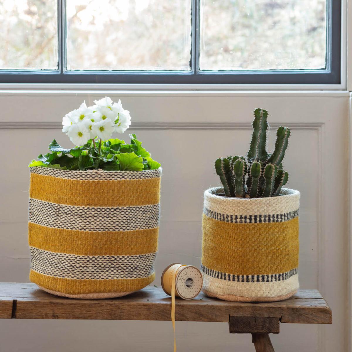 Set of Two Jute Bins Mustard – image 3