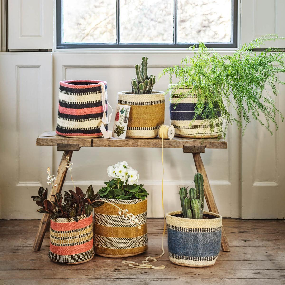 Set of Two Jute Bins Mustard – image 1
