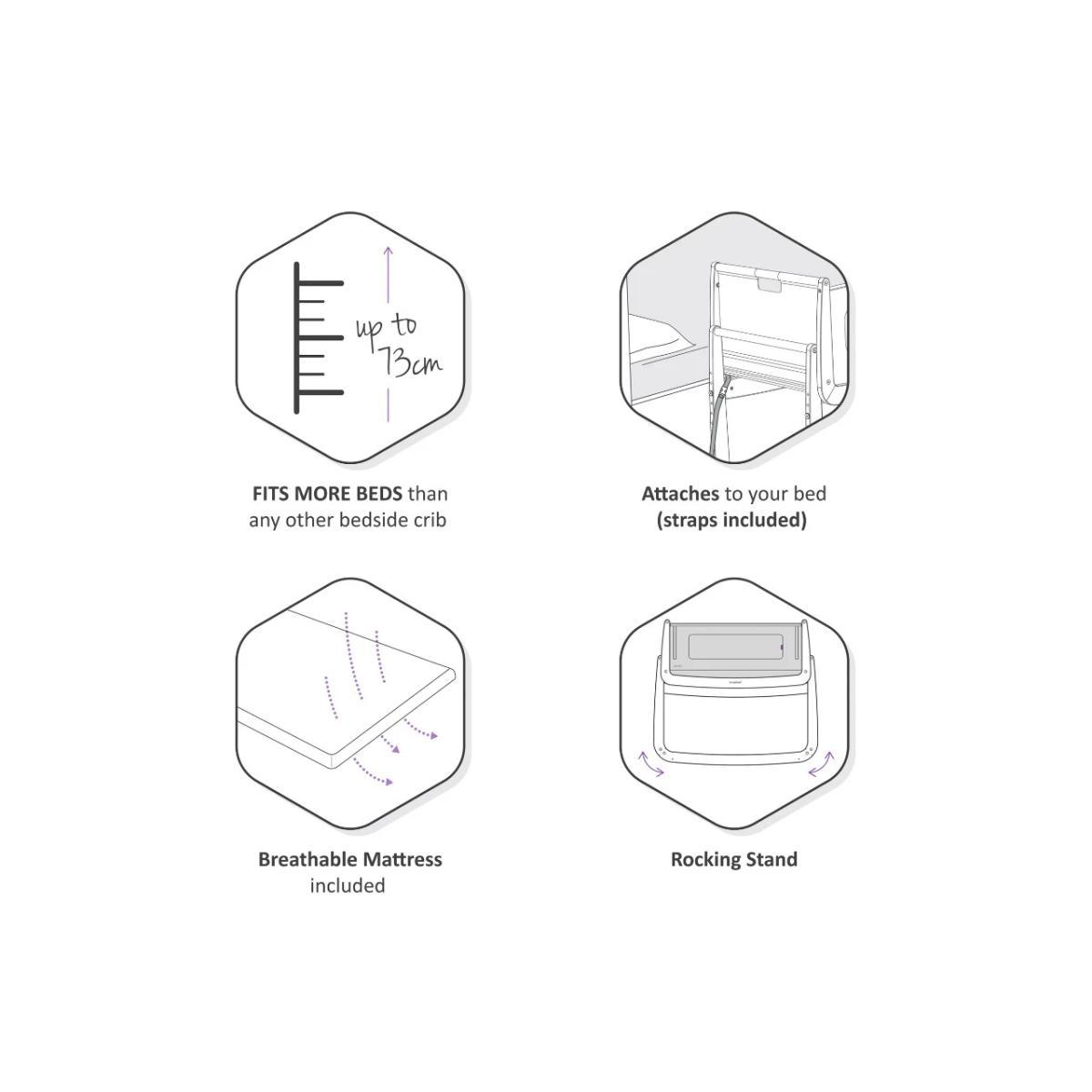 Snüz SnüzPod 4 Bedside Crib, Dove Grey – image 8