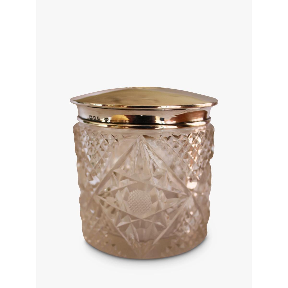 VF Jewellery Second Hand Silver Top Hair Tidy Jar, Dated London 1920 – image 3