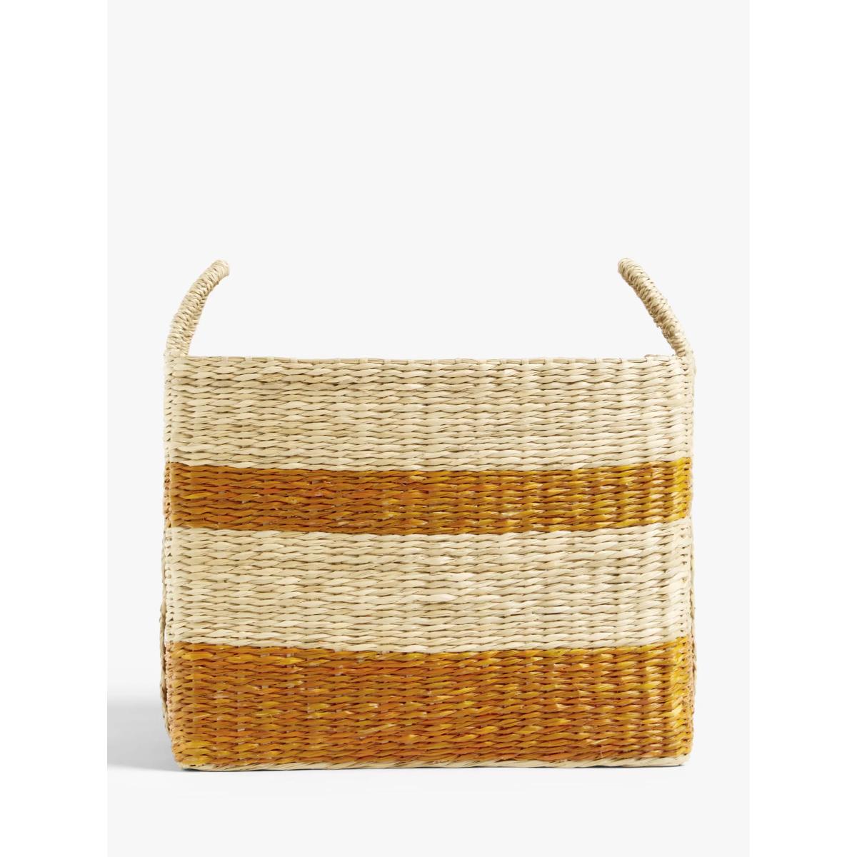John Lewis Slouchy Seagrass Square Storage Basket, Natural/Terracotta – image 2