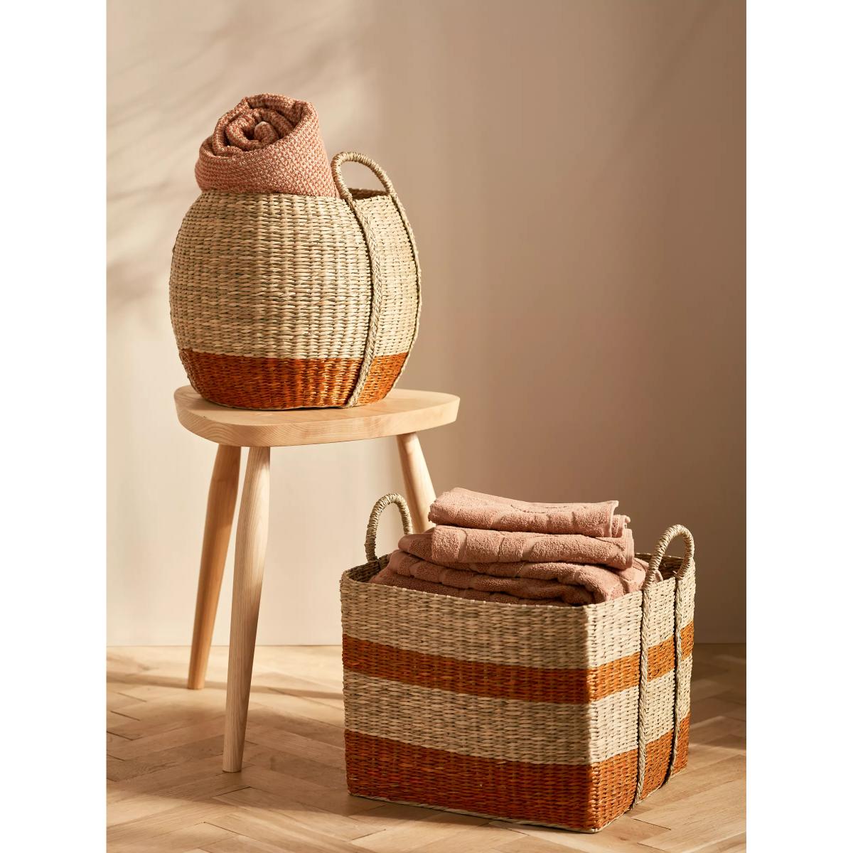 John Lewis Slouchy Seagrass Square Storage Basket, Natural/Terracotta – image 3