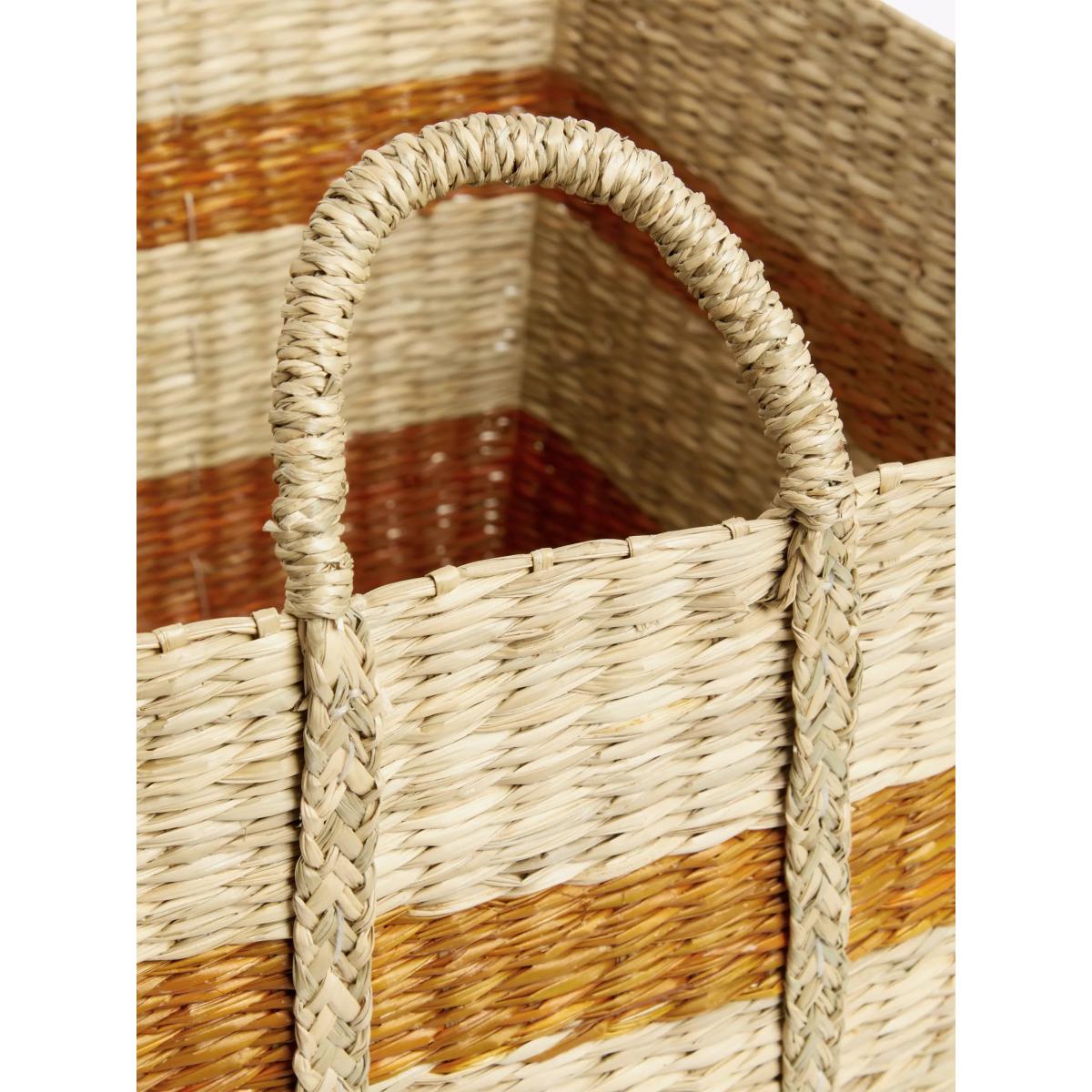 John Lewis Slouchy Seagrass Square Storage Basket, Natural/Terracotta – image 4