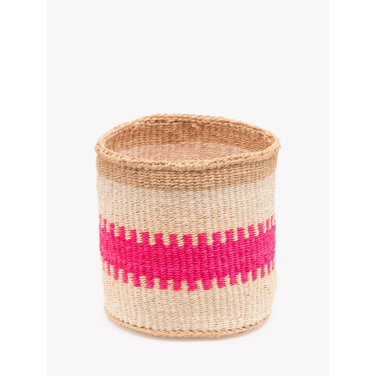 The Basket Room Kuzuia Woven Storage Basket, Pink Stripe, Medium – image 2