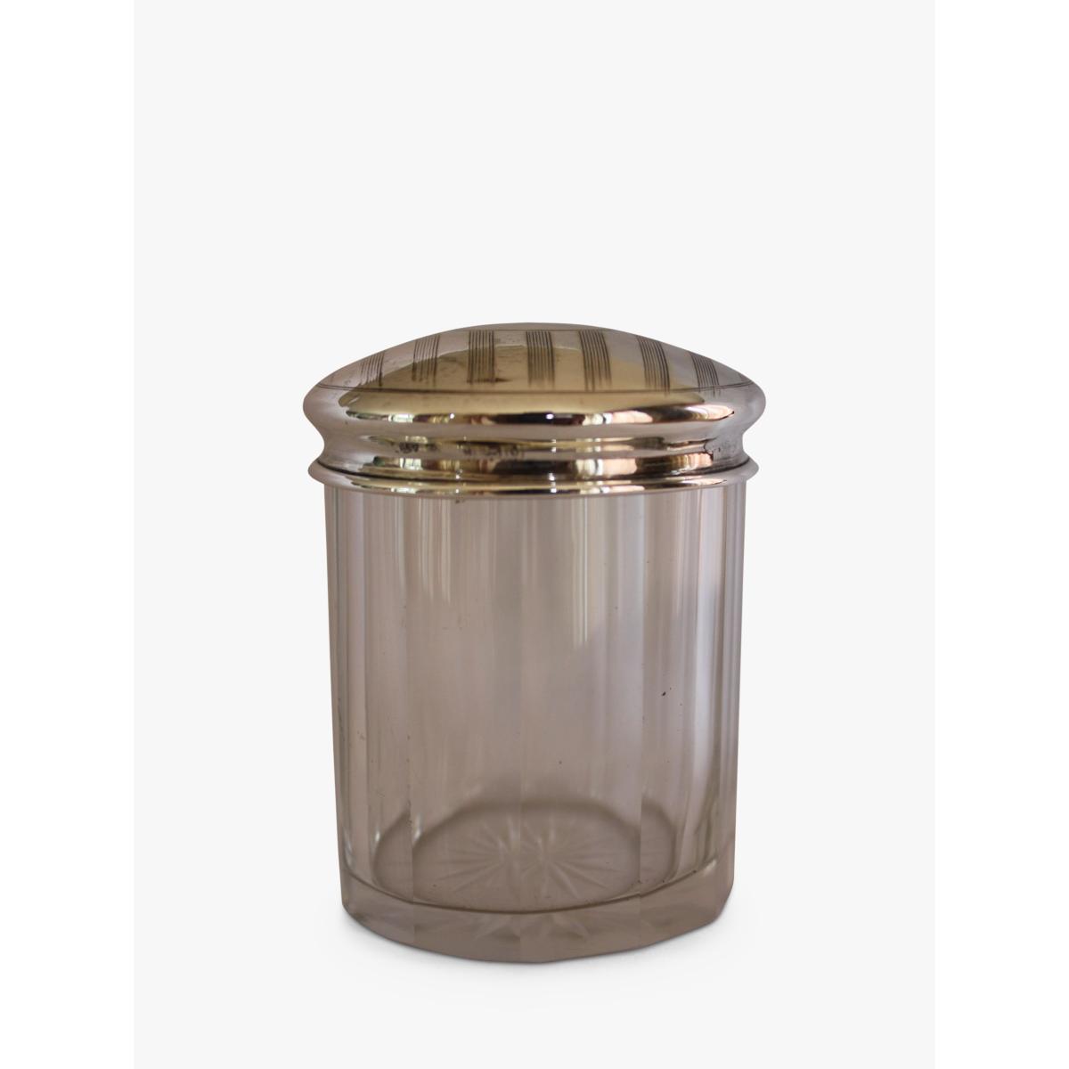 VF Jewellery Second Hand Silver Striped Top Dressing Table Jar, Dated Birmingham 1920 – image 6