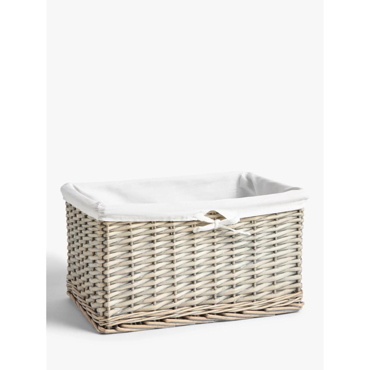 John Lewis & Partners Willow Lined Storage Baskets, Grey, Set of 2 – image 4