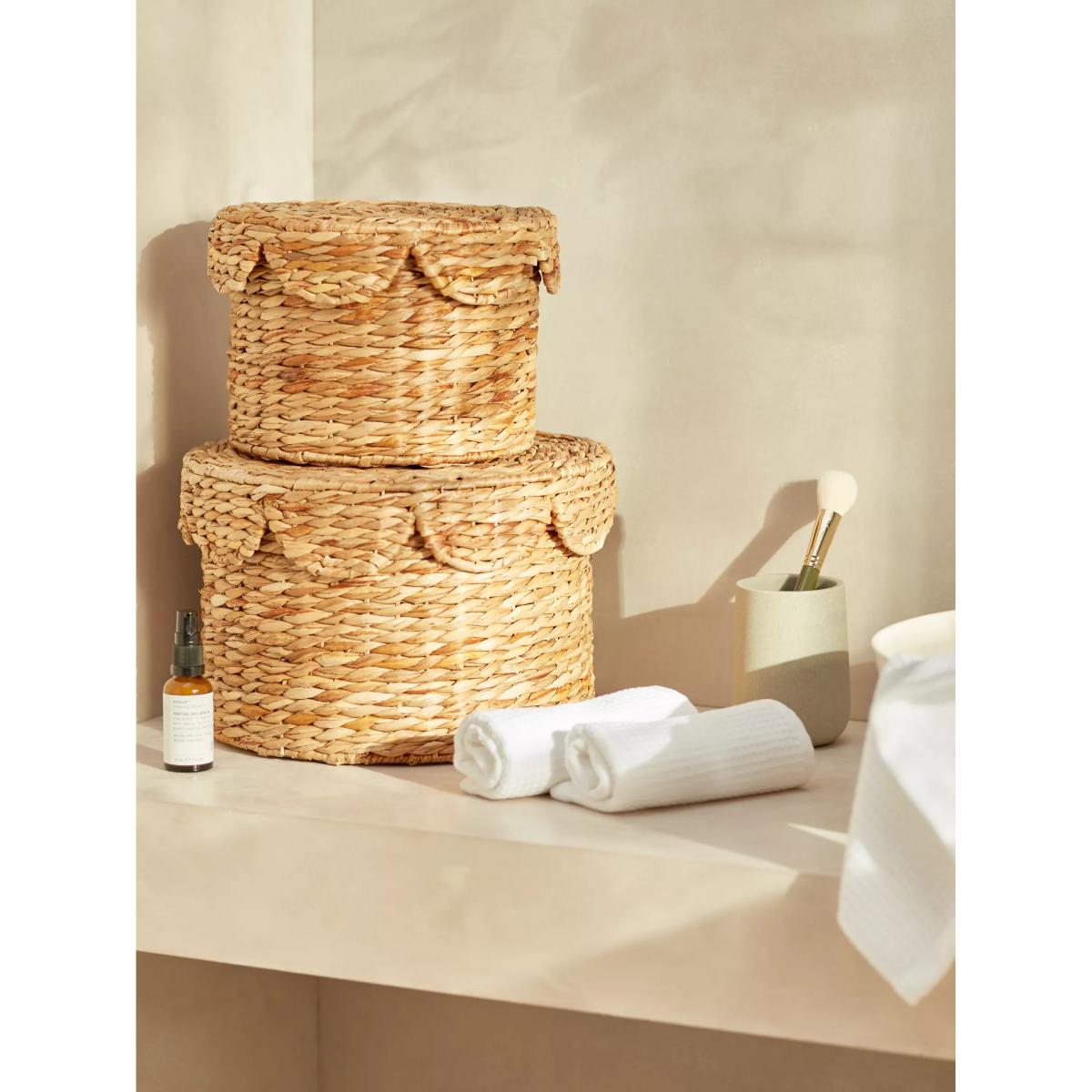John Lewis Scalloped Edge Bulrush Storage Baskets, Set of 2 – image 2