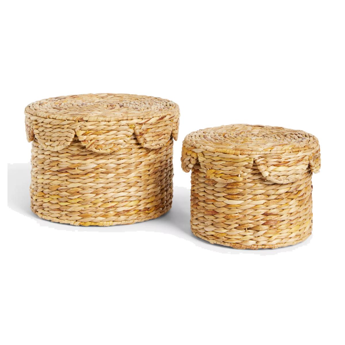 John Lewis Scalloped Edge Bulrush Storage Baskets, Set of 2 – image 1