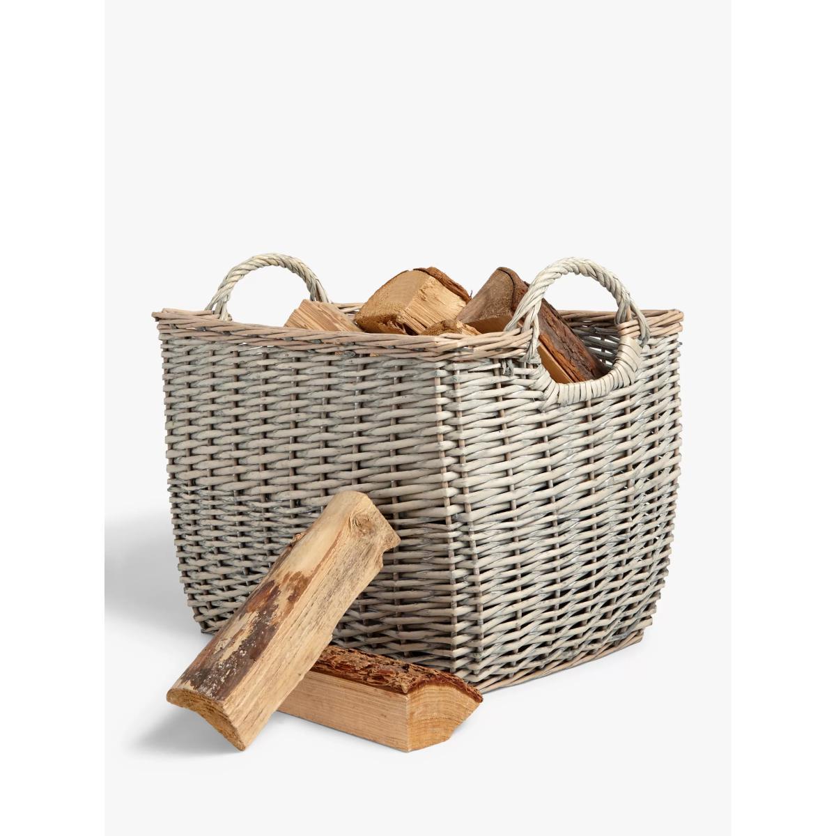 John Lewis & Partners Split Willow Large Log Basket, Grey – image 2