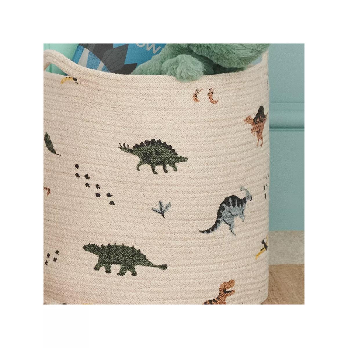 Great Little Trading Co Dino Print Woven Storage Basket, Natural/Multi – image 4