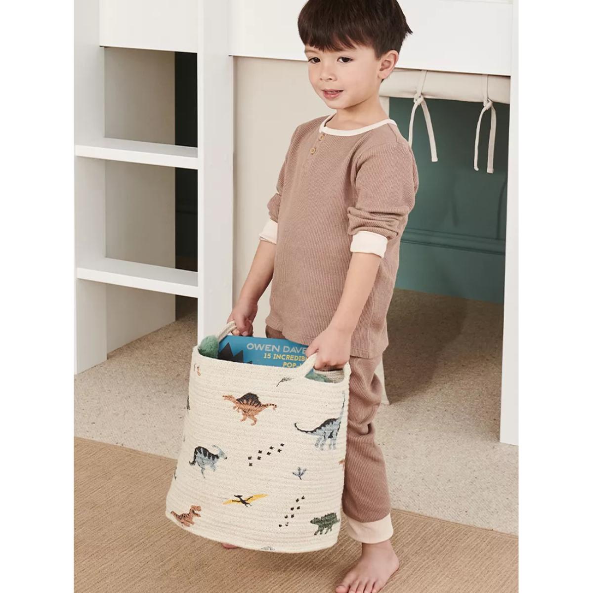 Great Little Trading Co Dino Print Woven Storage Basket, Natural/Multi – image 5