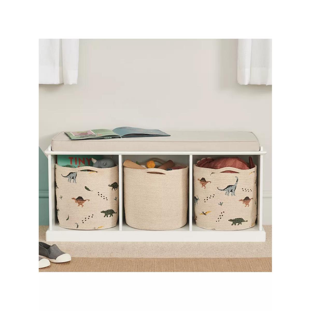 Great Little Trading Co Dino Print Woven Storage Basket, Natural/Multi – image 6