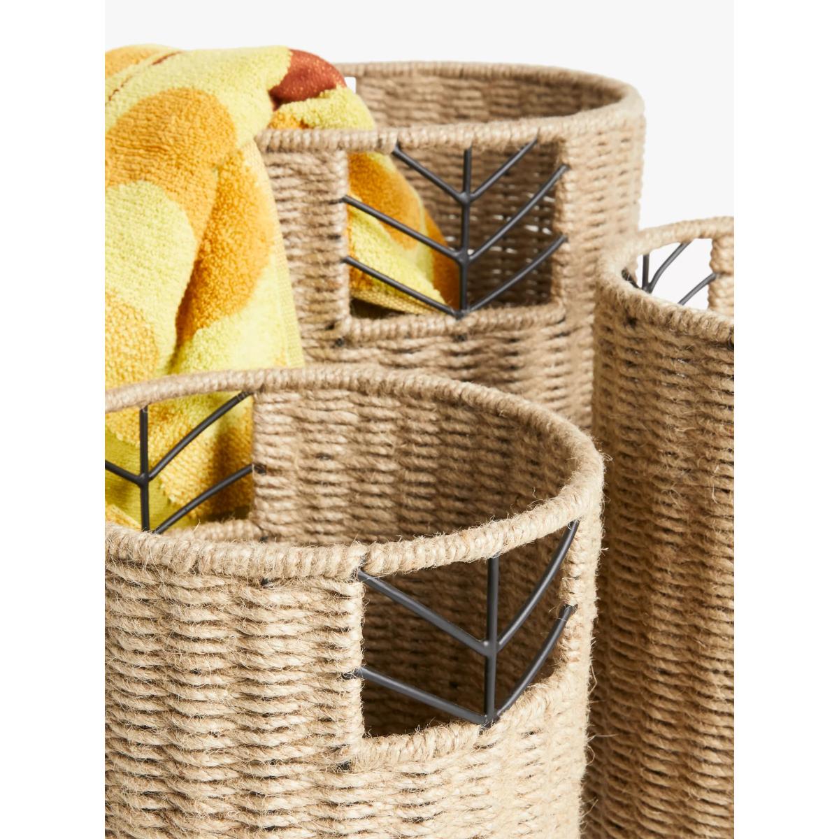 John Lewis Jute and Metal Woven Storage Baskets, Set of 3, Black/Natural – image 3