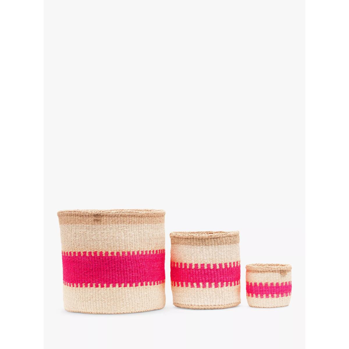 The Basket Room Kuzuia Woven Storage Basket, Pink Stripe, Extra Large – image 3