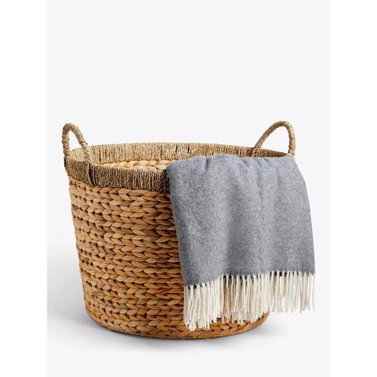 John Lewis & Partners Water Hyacinth Log Basket with Contrast Trim – image 2