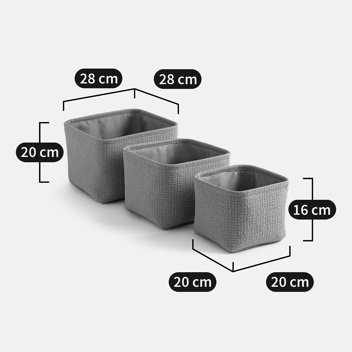 Set of 3 Itang Embossed Fabric Baskets – image 4