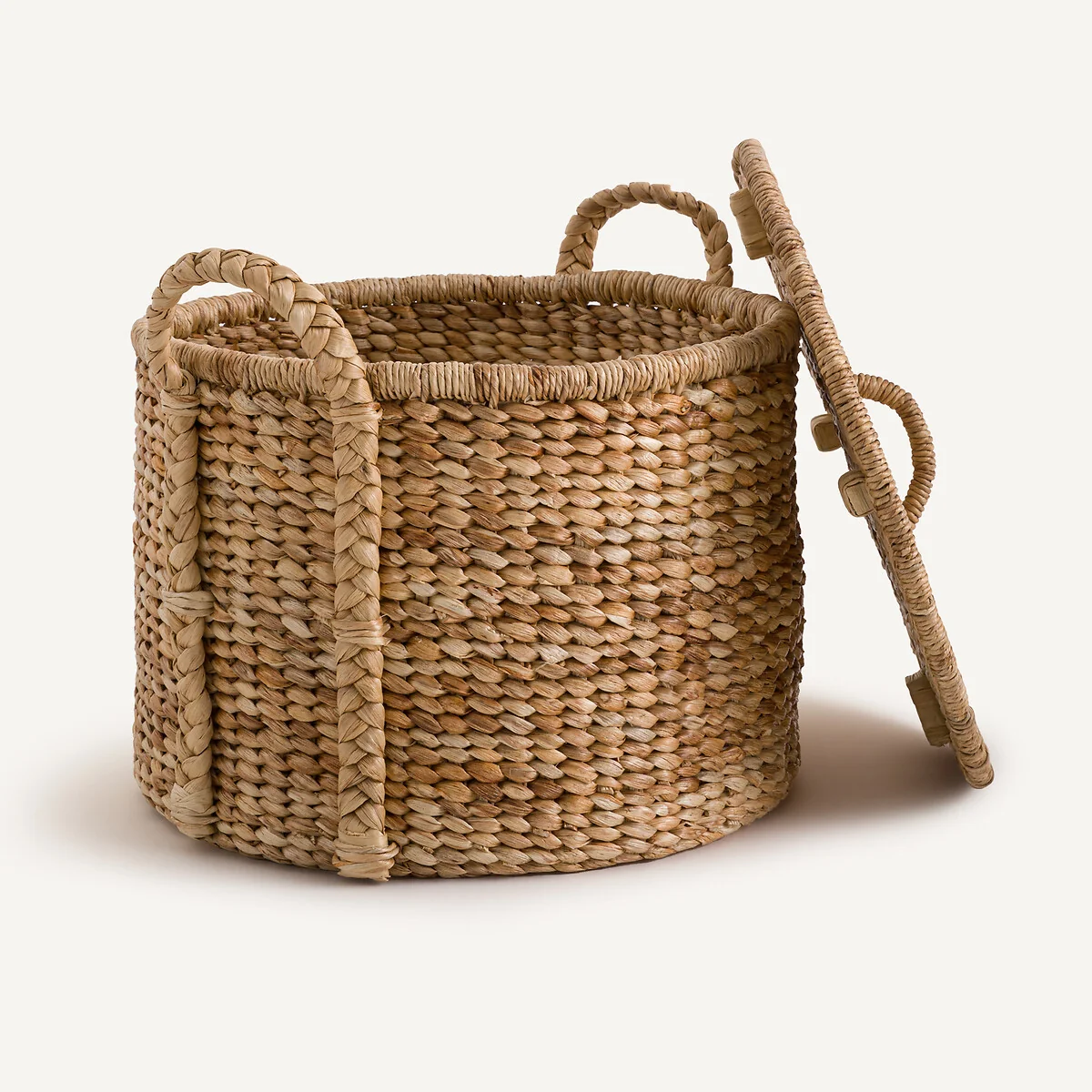 Tima Round Basket with Lid in Water Hyacinth 36.5cm – image 3