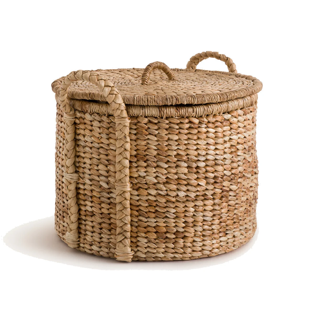 Tima Round Basket with Lid in Water Hyacinth 36.5cm – image 1