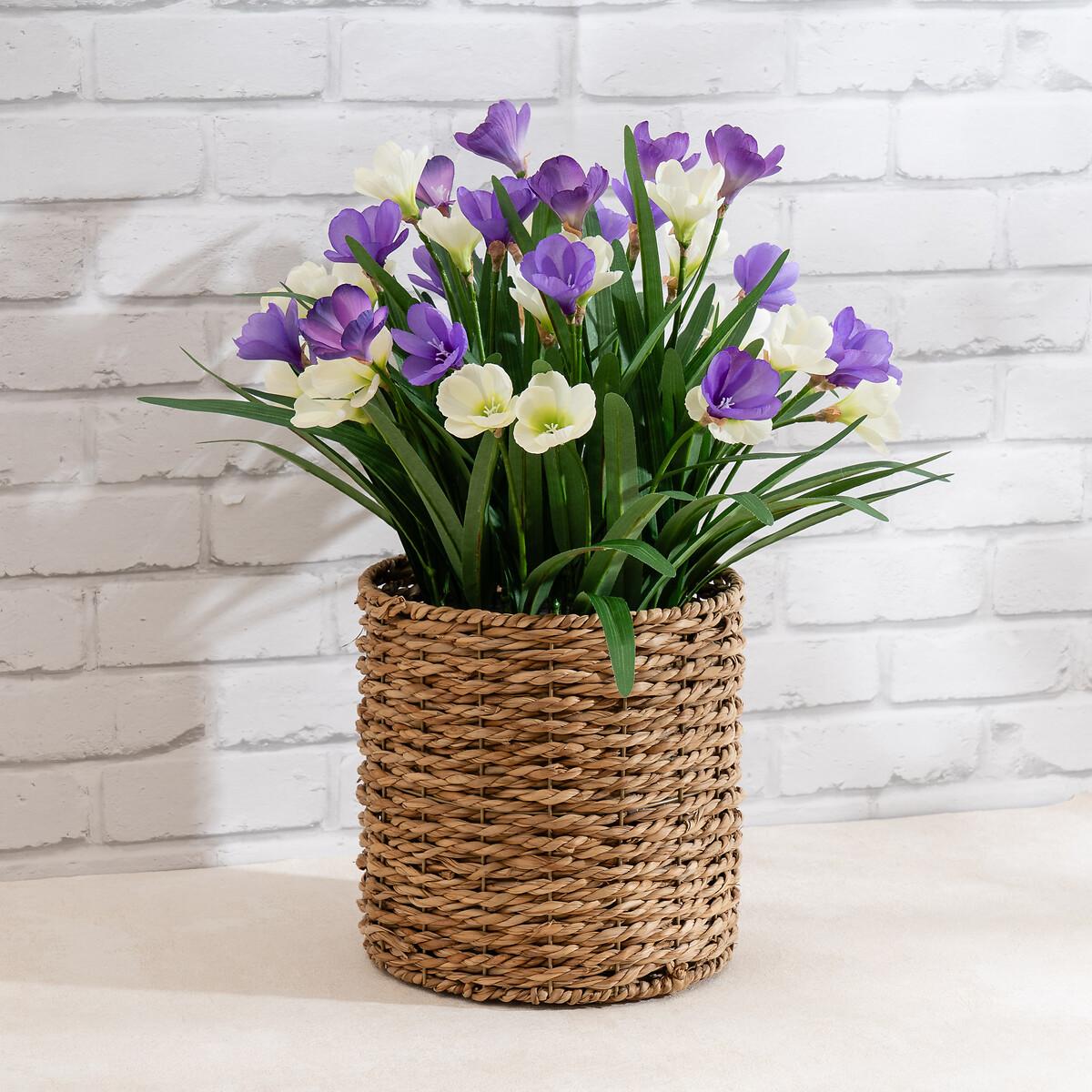 58cm Artificial Crocus in Seagrass Basket