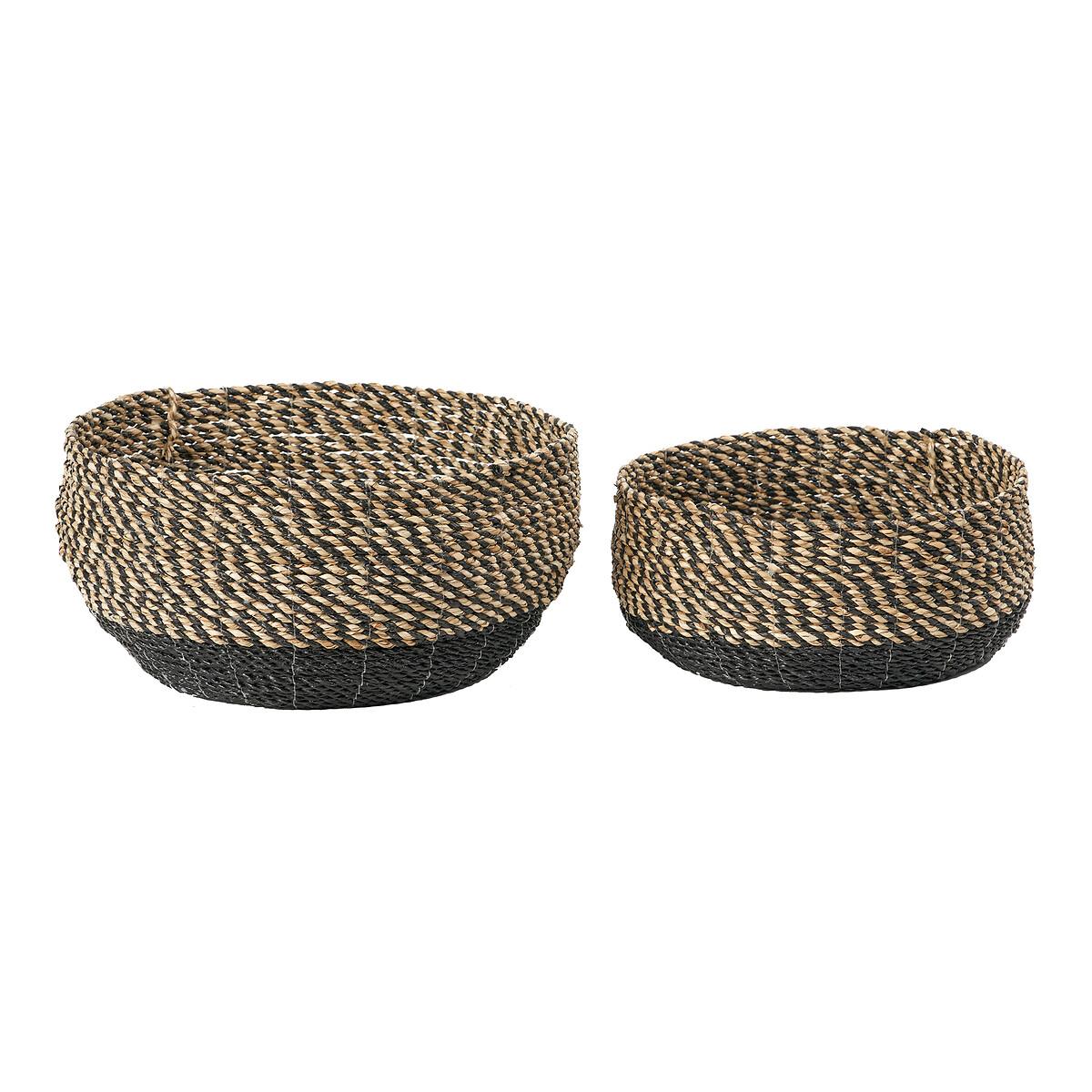Set of 2 Natural & Black Seagrass Baskets – image 2