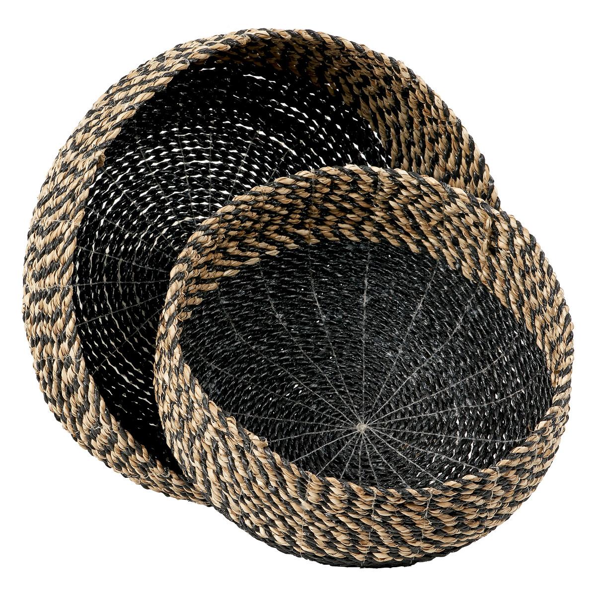 Set of 2 Natural & Black Seagrass Baskets – image 3