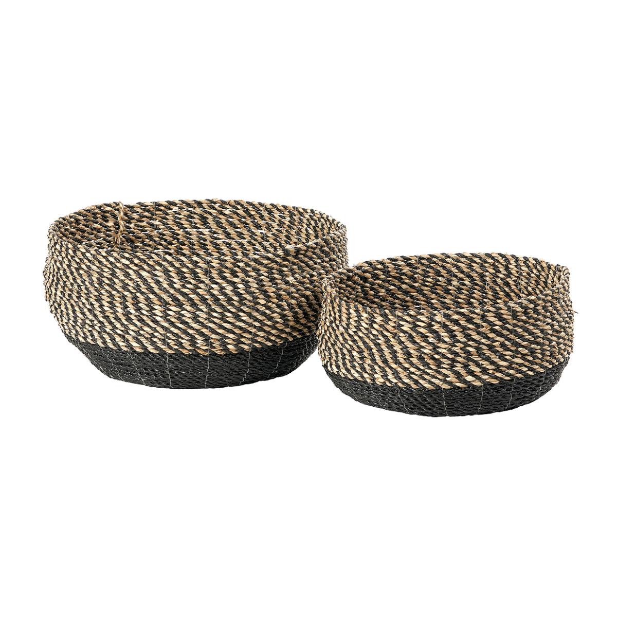 Set of 2 Natural & Black Seagrass Baskets – image 1