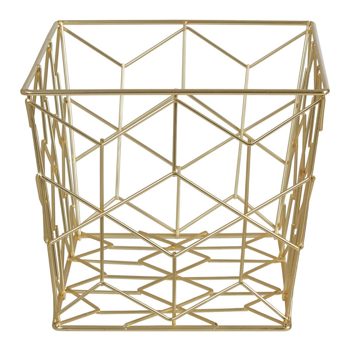 Geometric Wire Storage Basket in Matte Gold Finish – image 2