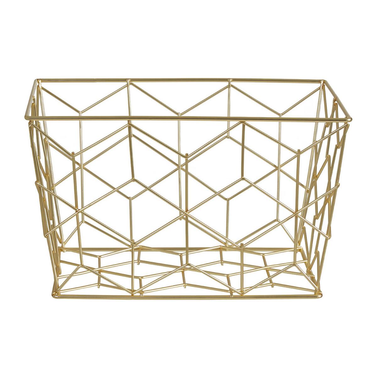 Geometric Wire Storage Basket in Matte Gold Finish – image 4