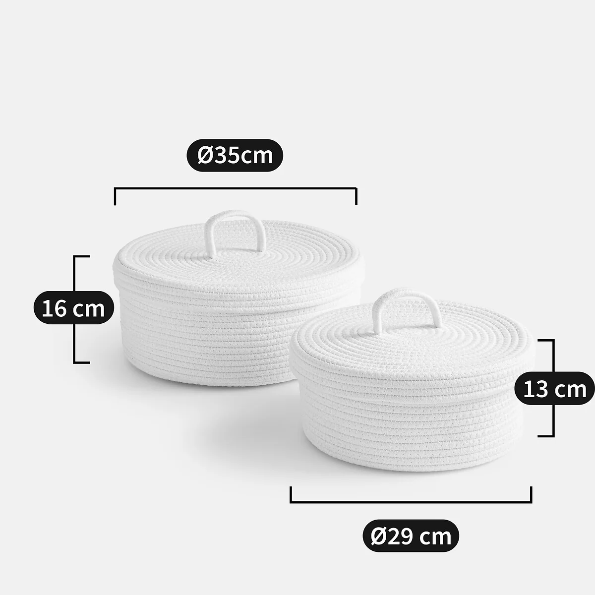 Set of 2 Cotton Baskets with Lid, Kesia – image 5