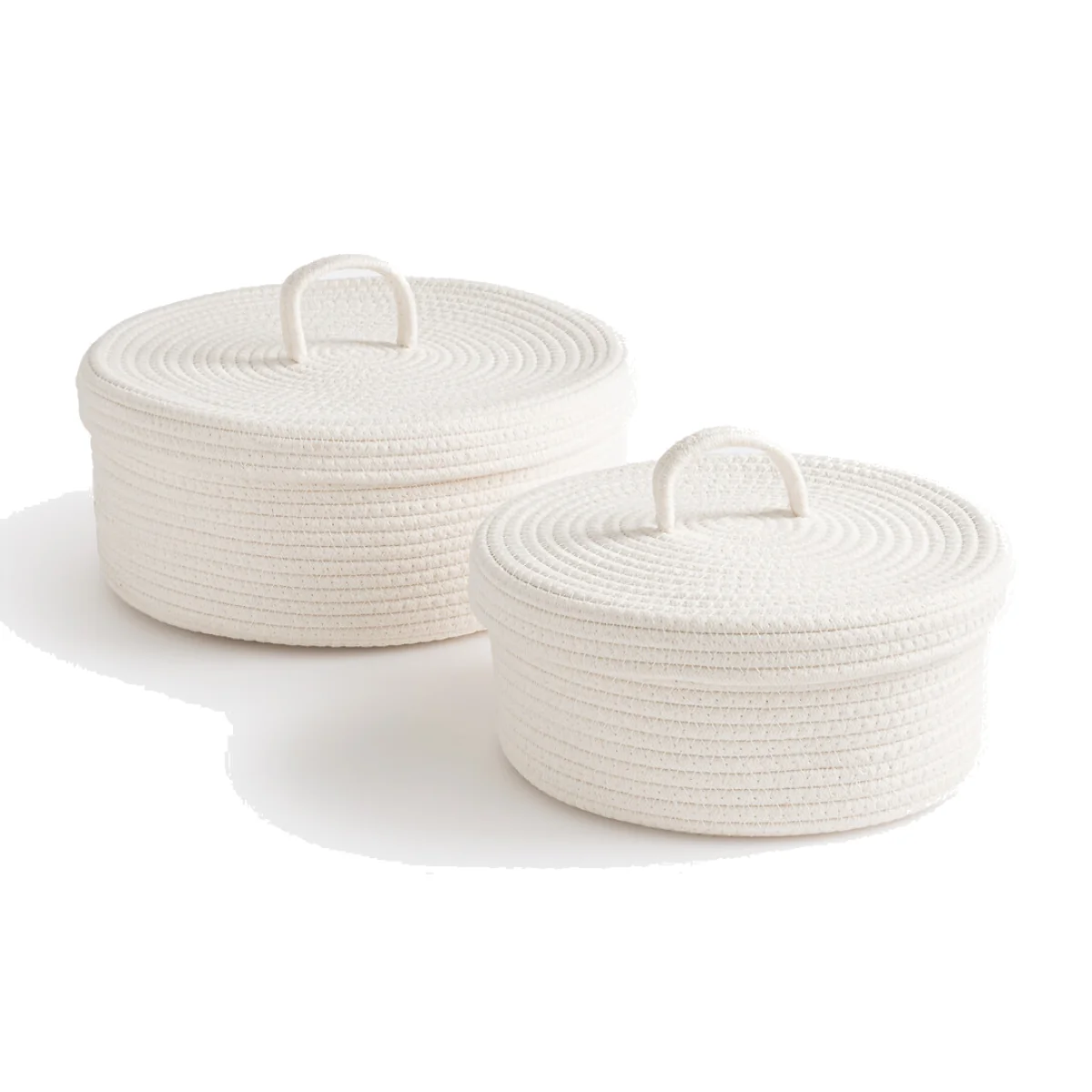 Set of 2 Cotton Baskets with Lid, Kesia – image 1