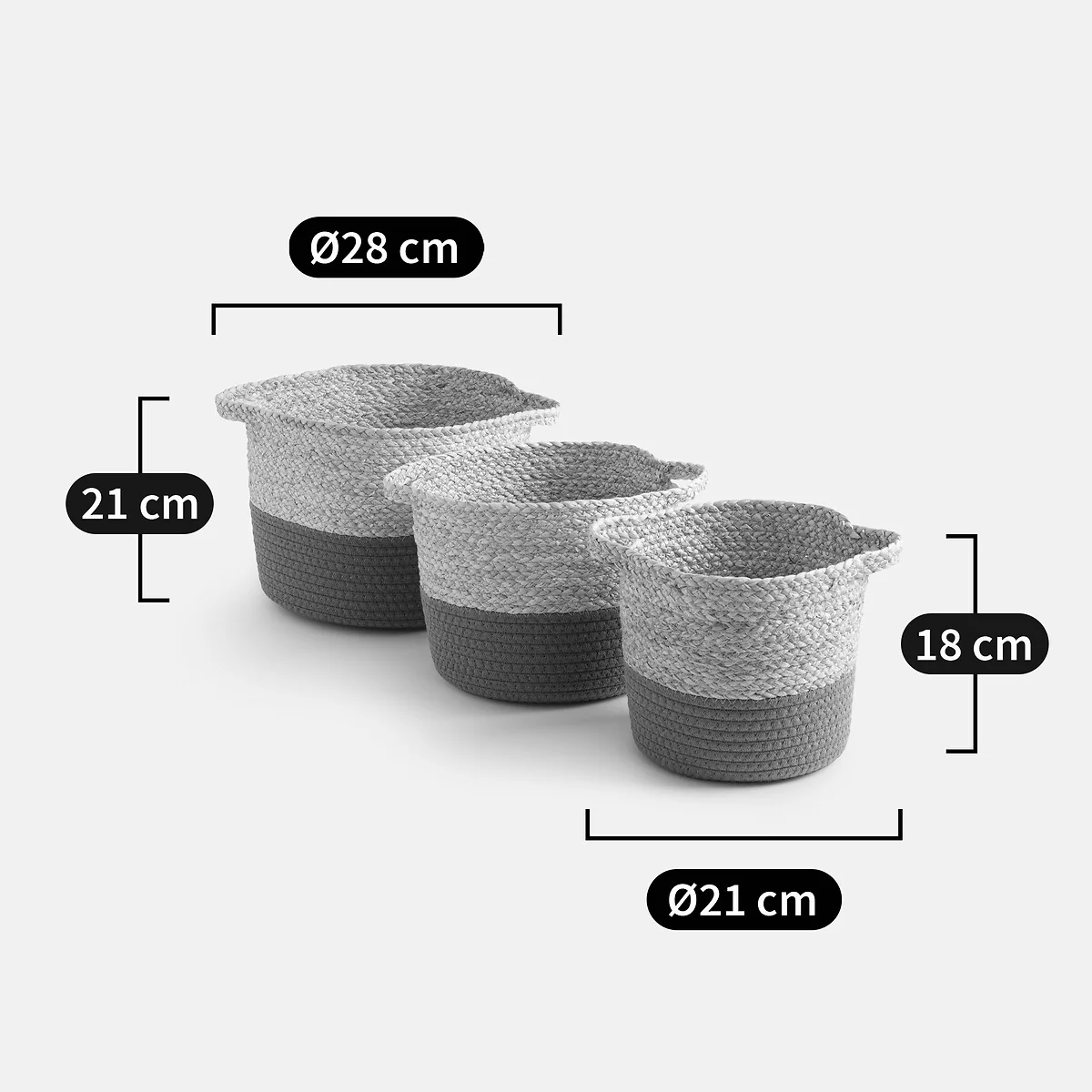 Set of 3 Bumbay Woven Baskets with Coloured Base – image 4
