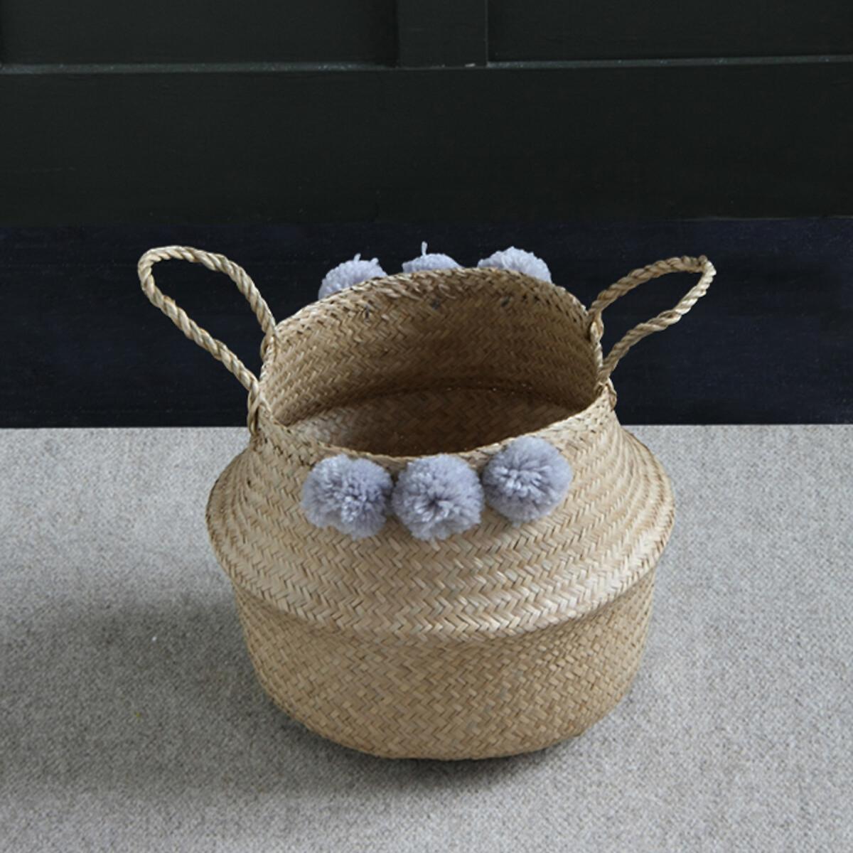 Pom Pom Seagrass Basket – image 2