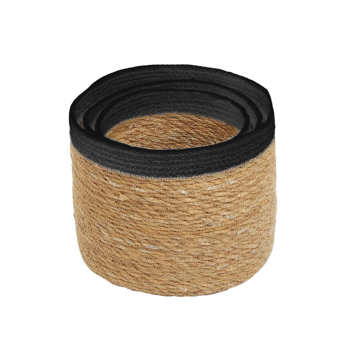 Set of 3 Seagrass Baskets with Black Trim – image 2