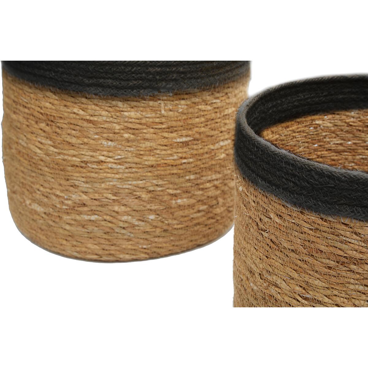 Set of 3 Seagrass Baskets with Black Trim – image 5