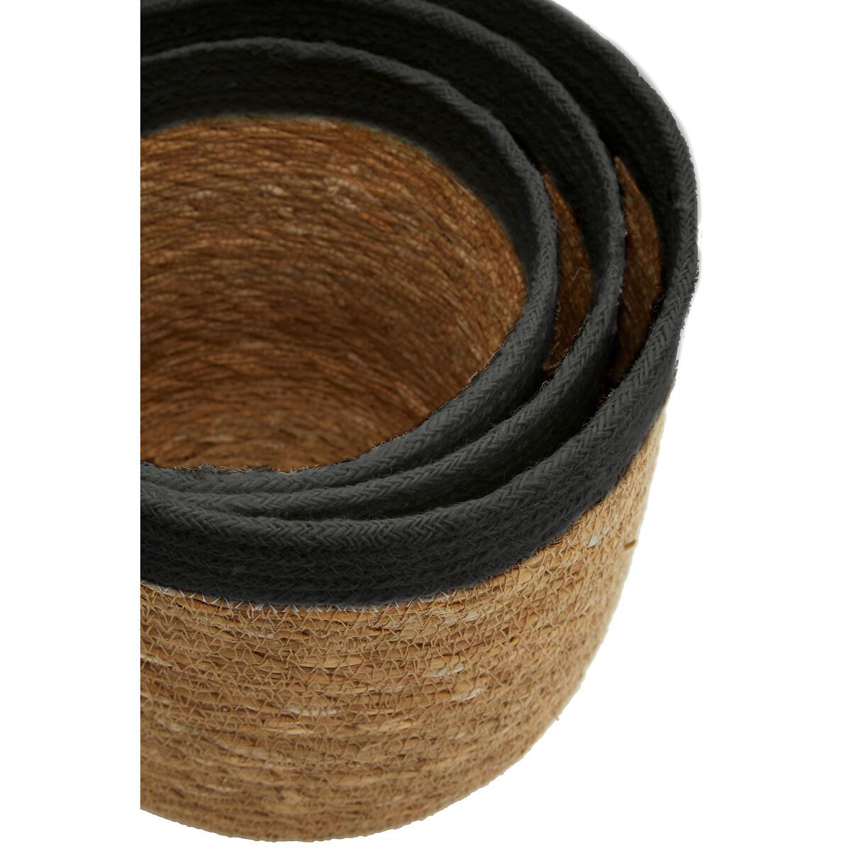Set of 3 Seagrass Baskets with Black Trim – image 6