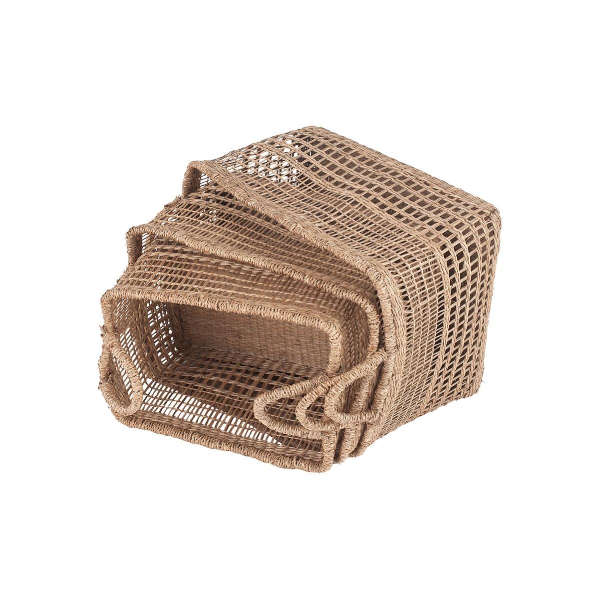 Set of 3 Open Weave Oblong Baskets – image 4
