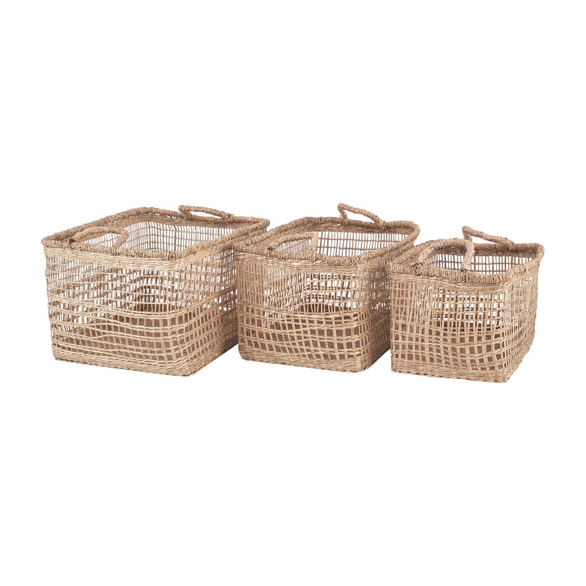 Set of 3 Open Weave Oblong Baskets – image 1