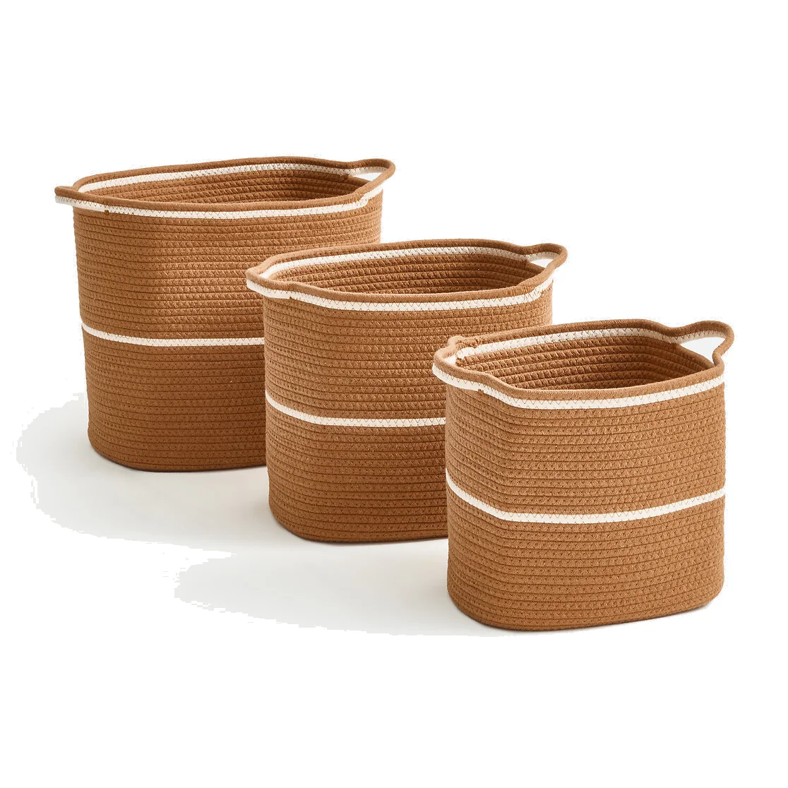 Set of 3 Kesia Rectangular Baskets in Cotton