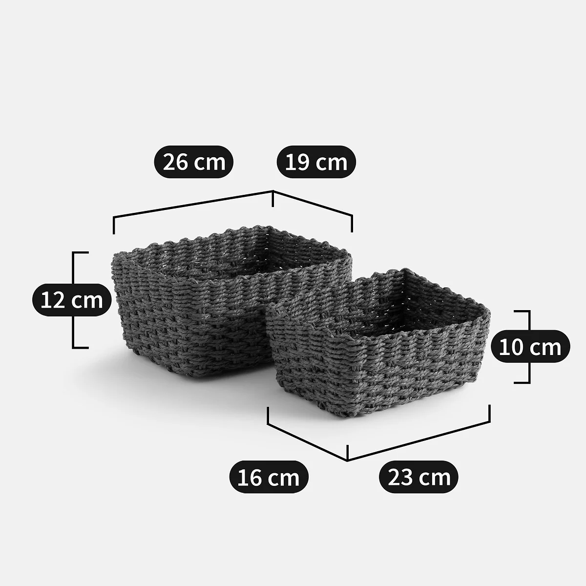 Set of 2 Alano Paper Rope Baskets – image 3