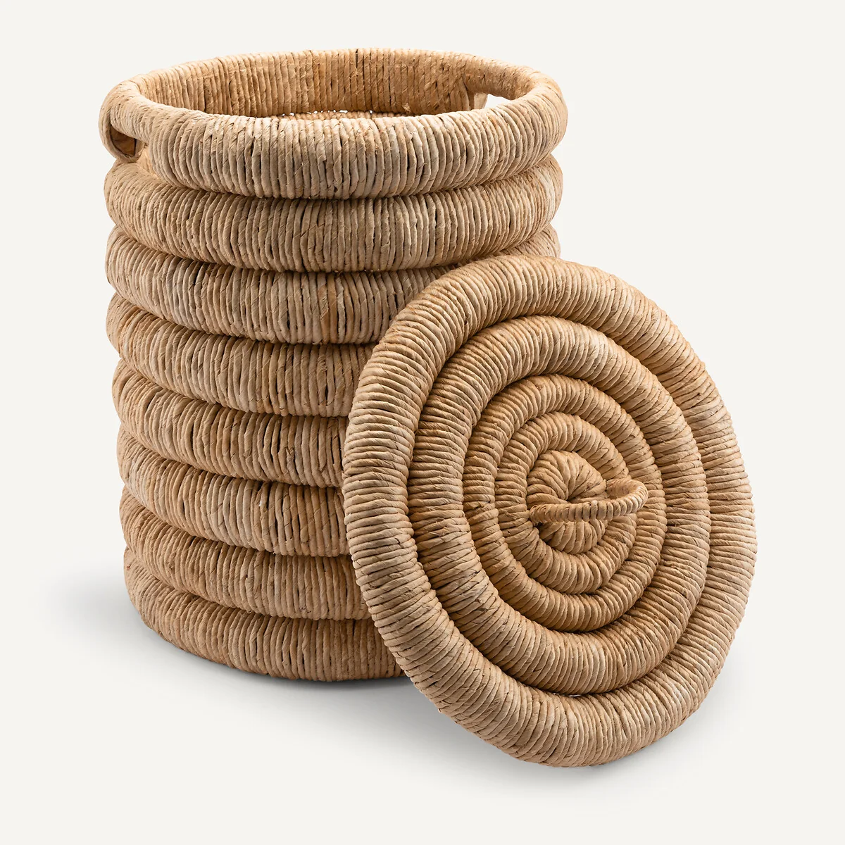 Marilo Round Braided Banana Bark Basket with Lid – image 3