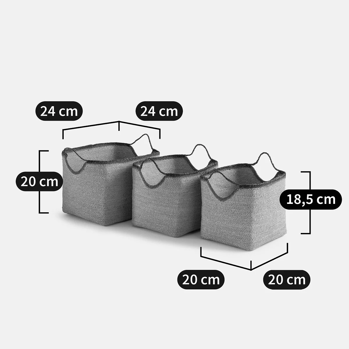 Set of 3 Kotum Baskets with Coloured Edges and Trim – image 4