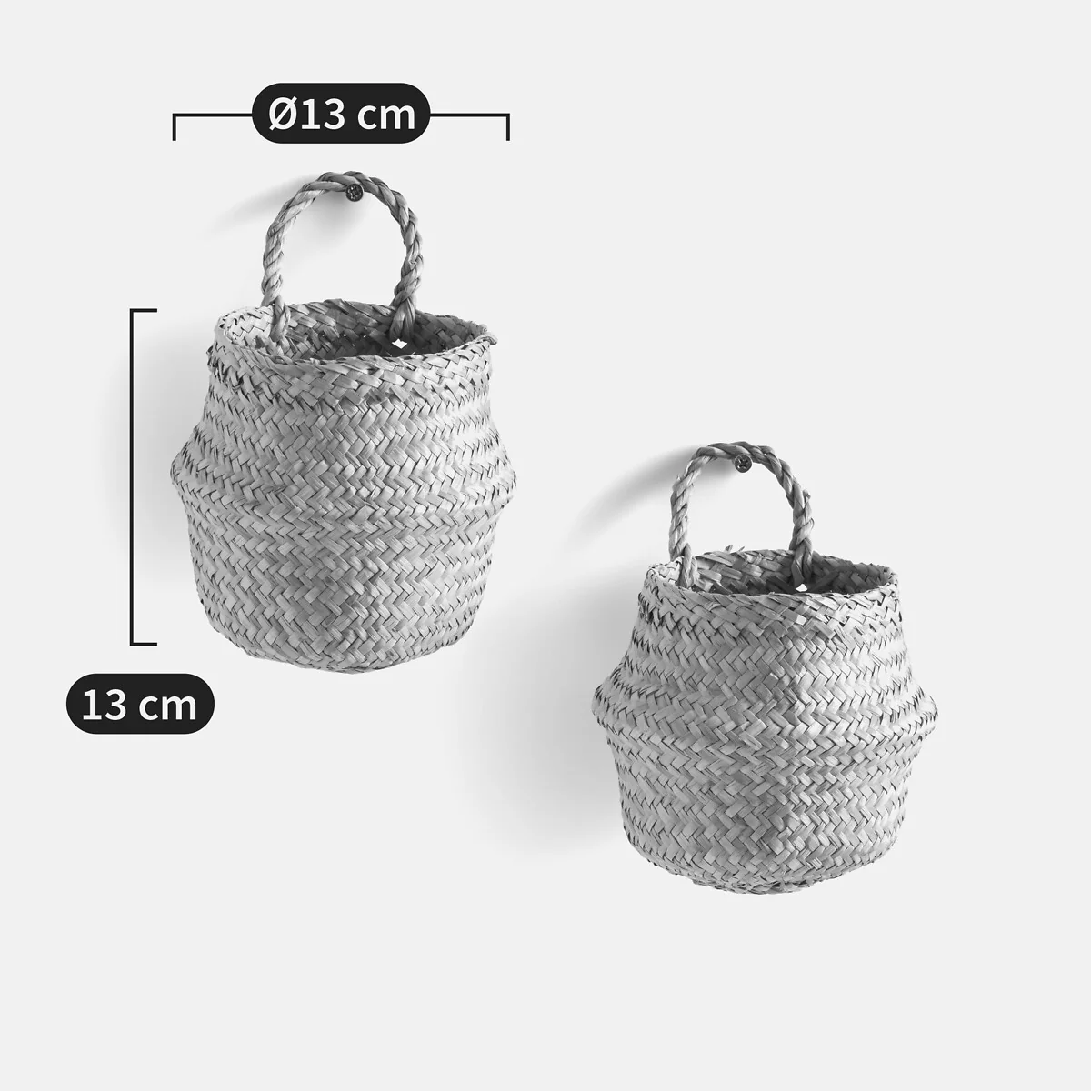 Set of 2 Rixy Woven Straw Wall Baskets – image 5