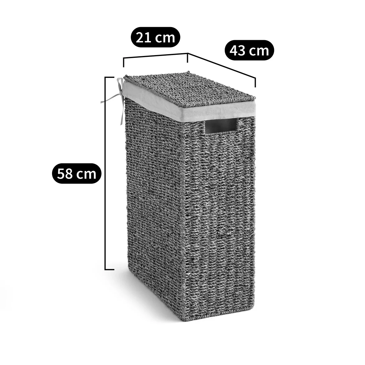 Spacio Narrow Woven Straw Laundry Basket – image 5