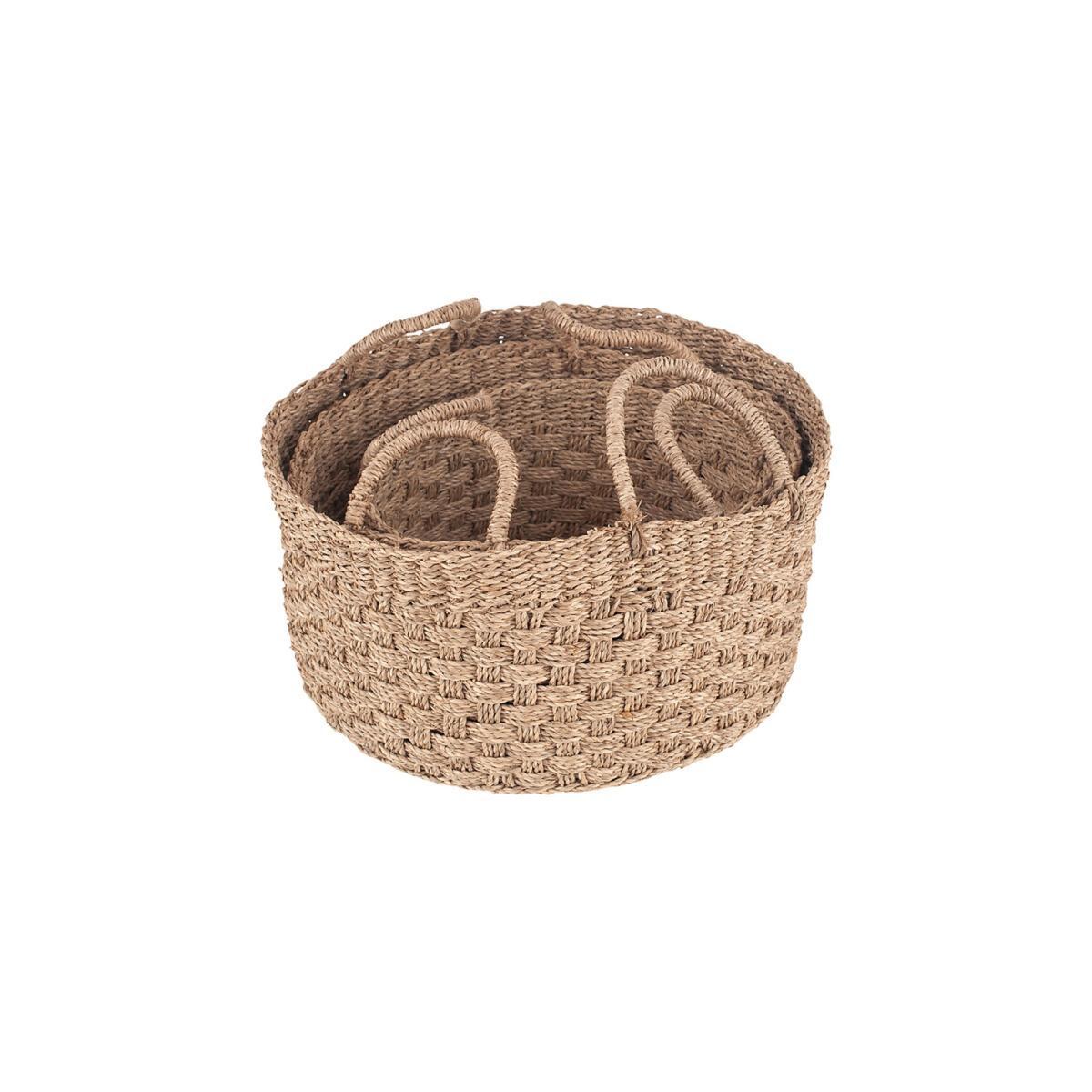 Set of 3 Woven Round Baskets – image 2