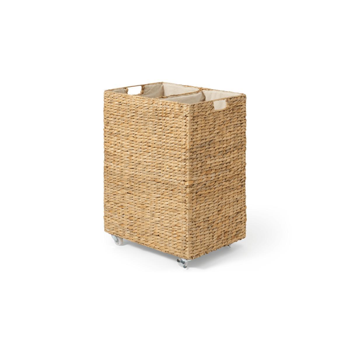 Dae Water Hyacinth 2-Section Laundry Cart, Natural – image 2