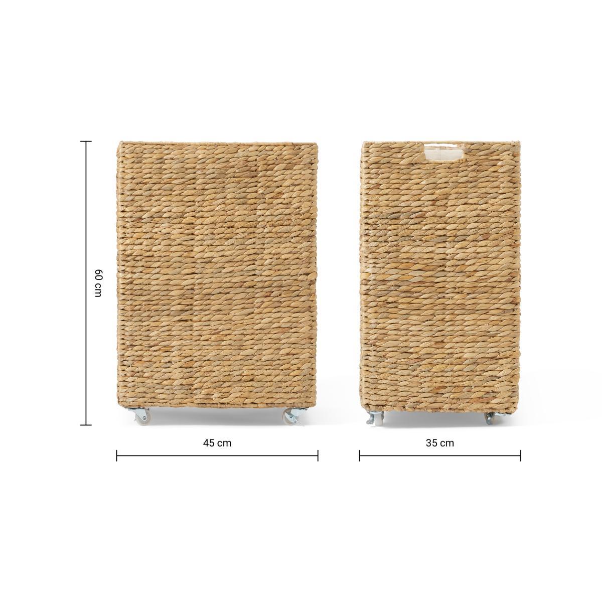 Dae Water Hyacinth 2-Section Laundry Cart, Natural – image 9