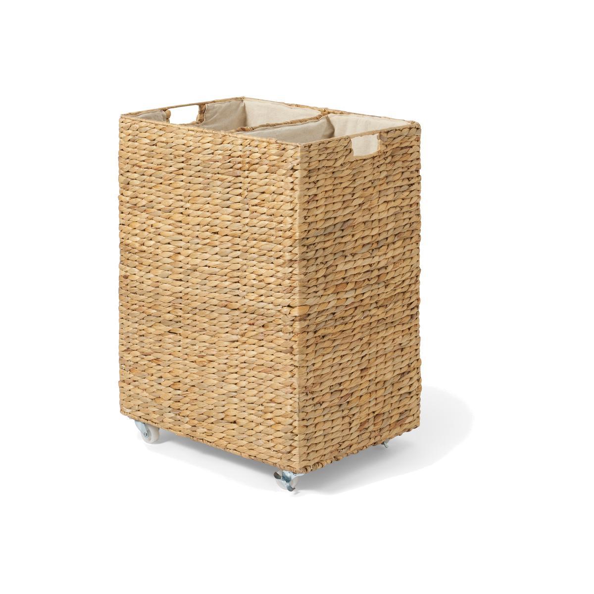 Dae Water Hyacinth 2-Section Laundry Cart, Natural – image 1