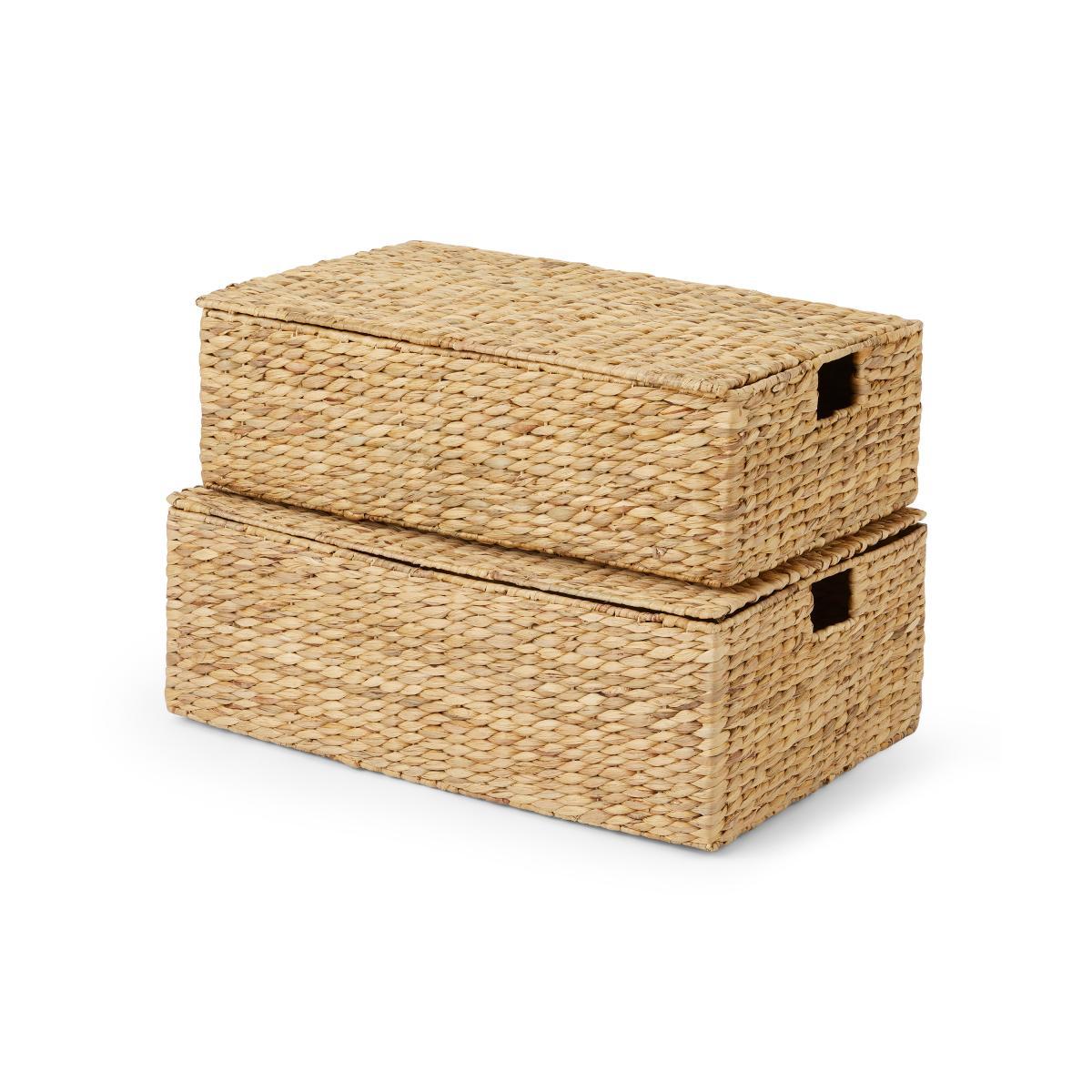 Dae Set of 2 Underbed Water Hyacinth Storage Trunks, Multi – image 2
