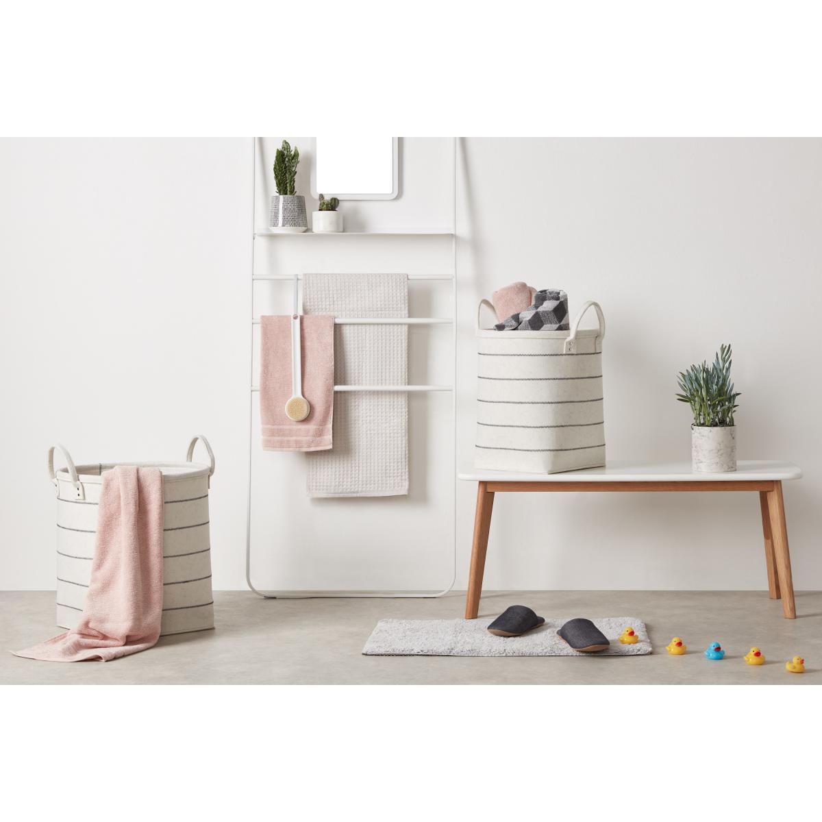 Millon Set of 2 Felt Stripe Laundry Baskets, Off White – image 3